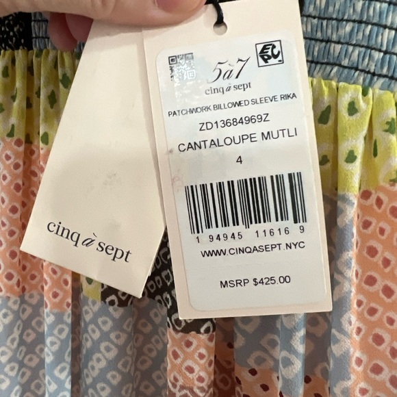 Cinq à Sept Patchwork Billowed Sleeve Rika Dress - Size 4 - NWT - Picture 6 of 10